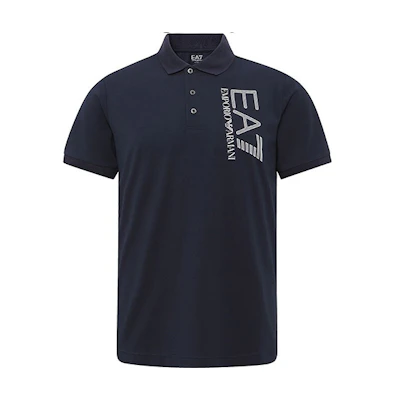 EMPORIO ARMANI EA7 Navy Polo Shirt with Front Logo Print. 3KPF16-PJ03Z-1554