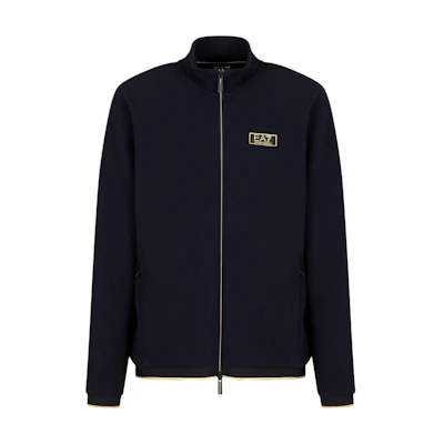 Emporio Armani EA7 Navy Zip-Up Sweatshirt with Logo and Stand Collar 7M000036-AF10344-UB102