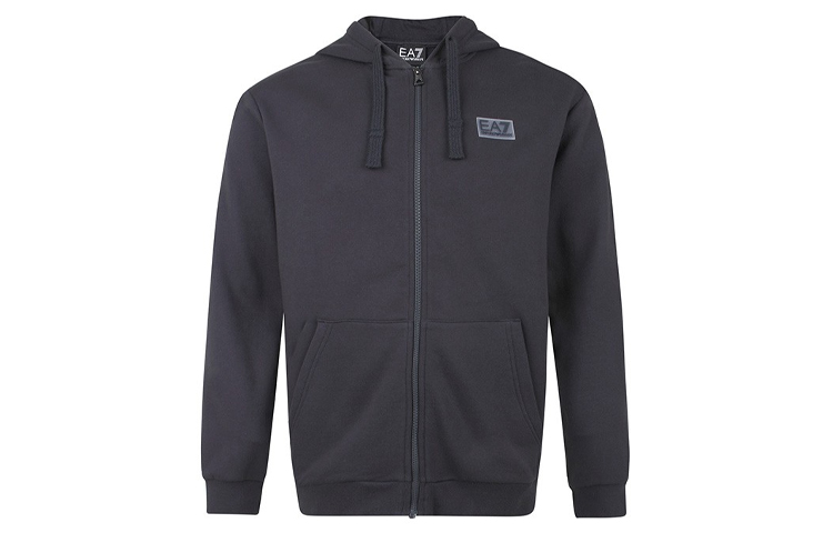 Emporio Armani EA7 Navy Zip Hoodie with Logo and Drawstring 6HPM97-PJ07Z-0578