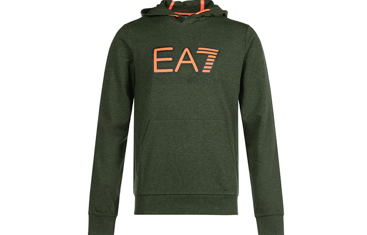 Emporio Armani EA7 Olive Green Hoodie with Logo Print 6HPM62-PJ05Z-3802