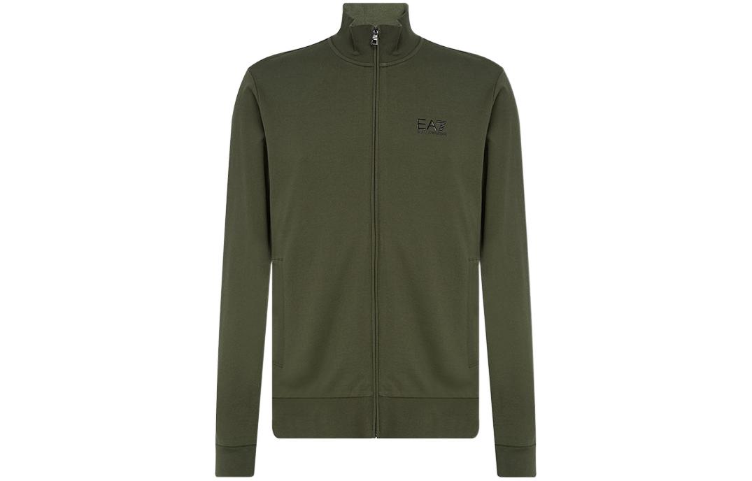 Emporio Armani EA7 Olive Logo Print Stand Collar Jacket SS22 8NPM0-1PJ05Z-1852