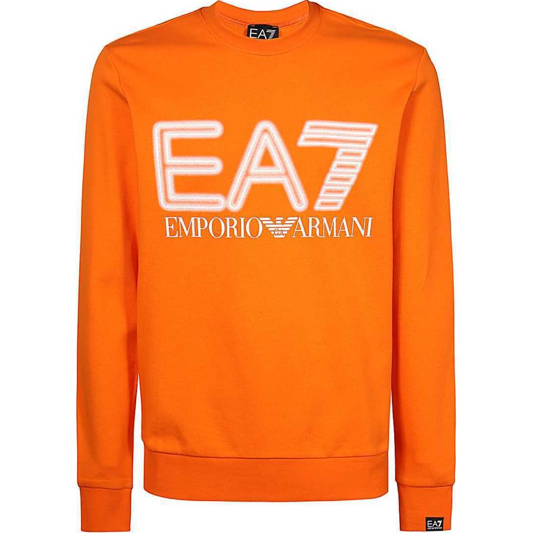 Emporio Armani EA7 Orange Logo Crewneck Long Sleeve Sweatshirt 3DPM63-PJSHZ-1666