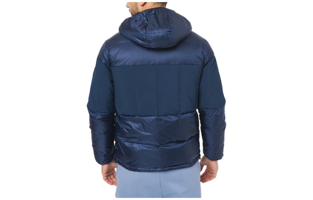 Lookbook Emporio Armani EA7 Patchwork Hooded Zip Down Jacket Blue 6RPB01-PNEOZ-1554