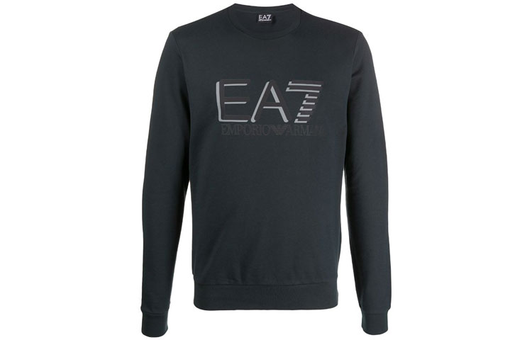 Emporio Armani EA7 Printed Long-Sleeve Pullover Sweatshirt Blue 3HPM60-PJ05Z-01578