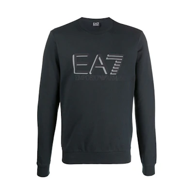 Emporio Armani EA7 Printed Long-Sleeve Pullover Sweatshirt Blue 3HPM60-PJ05Z-01578