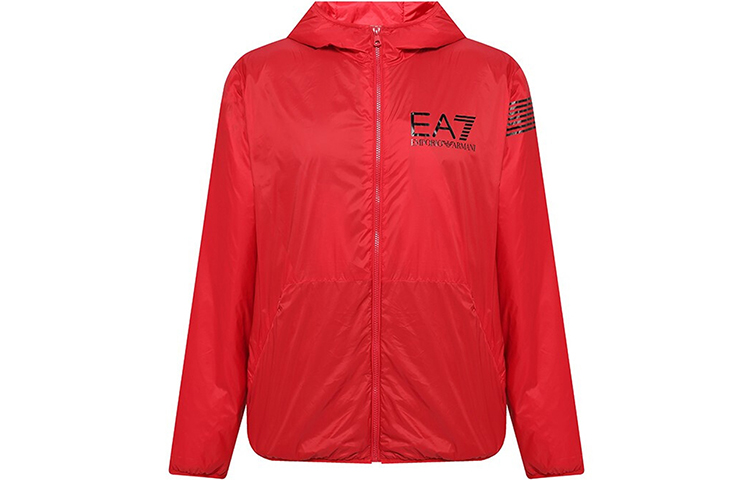 Emporio Armani EA7 Red Casual Solid Color Hooded Jacket 6KPB05-PNR4Z-1451