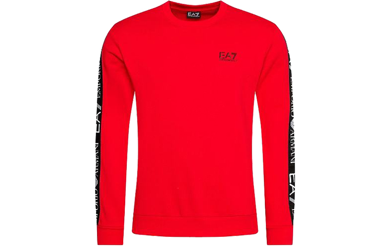 Emporio Armani EA7 Red Crewneck Logo Print Long Sleeve Sweatshirt 6HPM11-PJ07Z-1451