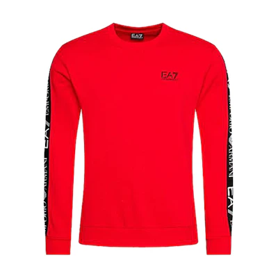 Emporio Armani EA7 Red Crewneck Logo Print Long Sleeve Sweatshirt 6HPM11-PJ07Z-1451