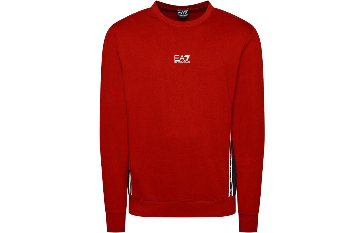 Emporio Armani EA7 Red Crewneck Sweatshirt with Side Stripes 6KPM66-PJ05Z-1459