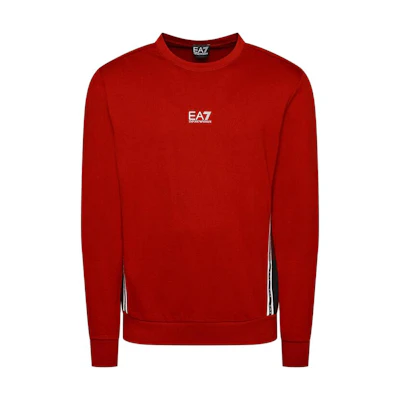 Emporio Armani EA7 Red Crewneck Sweatshirt with Side Stripes 6KPM66-PJ05Z-1459