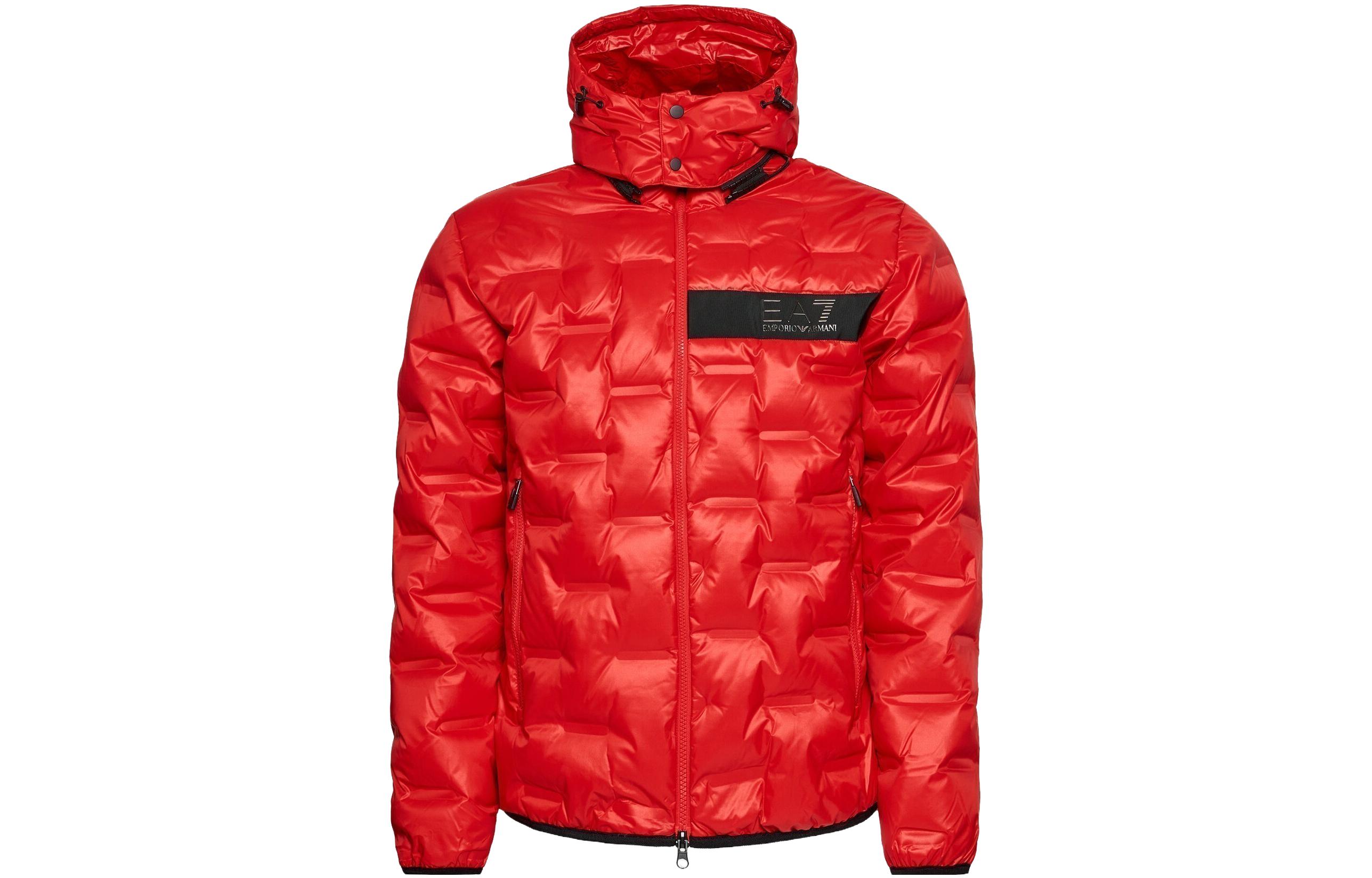 Emporio Armani EA7 Red Digital Print Hooded Puffer Jacket 6KPB64-PN8MZ-1451