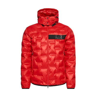 Emporio Armani EA7 Red Digital Print Hooded Puffer Jacket 6KPB64-PN8MZ-1451