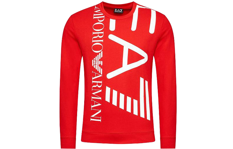Emporio Armani EA7 Red Graphic Print Long-Sleeve Sweatshirt 3KPM30-PJ8LZ-1451