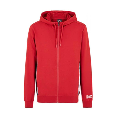 Emporio Armani EA7 Red Hooded Sweatshirt with Side Stripes SS22 6KPM67-PJ05Z-1459