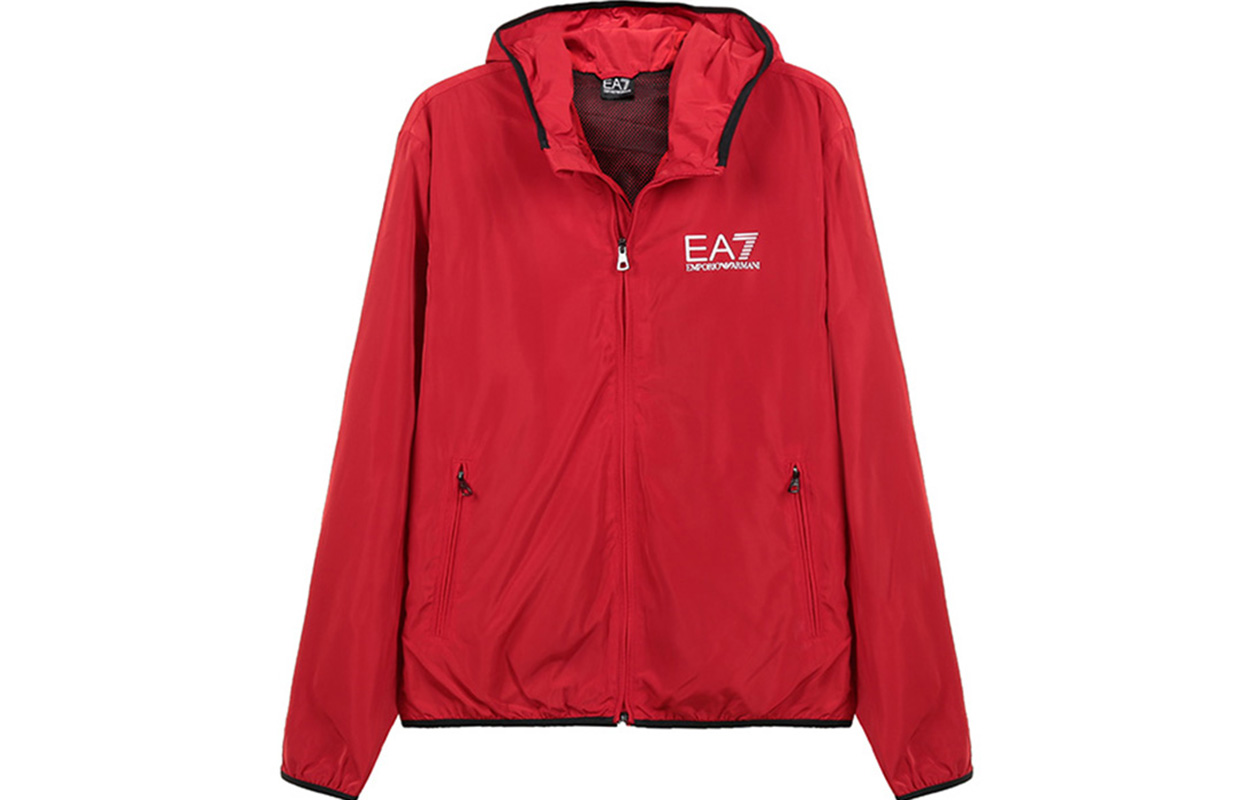 Emporio Armani EA7 Red Hooded Zip-Up Jacket Casual Style 8NPB04-PNN7Z-1451