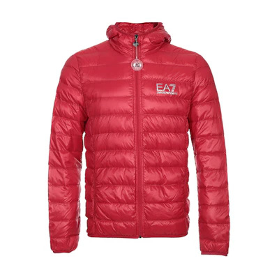 EMPORIO ARMANI EA7 Red Lightweight Down Jacket with Logo Print 8NPB02-PN29Z-1451
