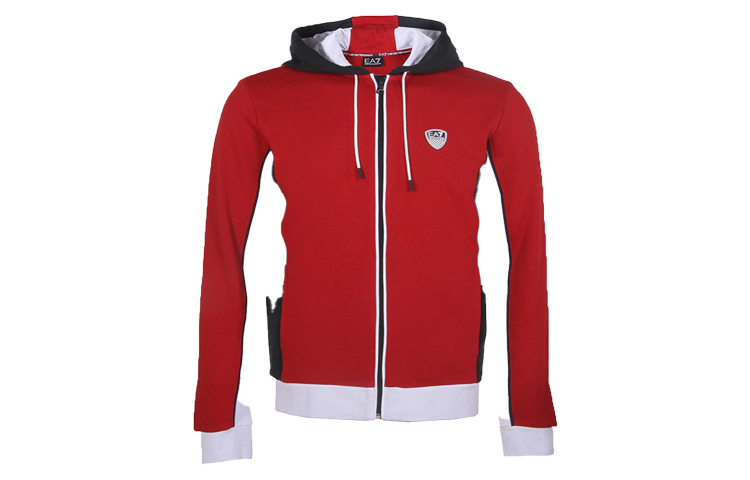 Emporio Armani EA7 Red Logo Hoodie Jacket with Zipper 3GPM85-PJ11Z-1450