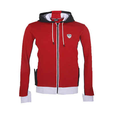 Emporio Armani EA7 Red Logo Hoodie Jacket with Zipper 3GPM85-PJ11Z-1450