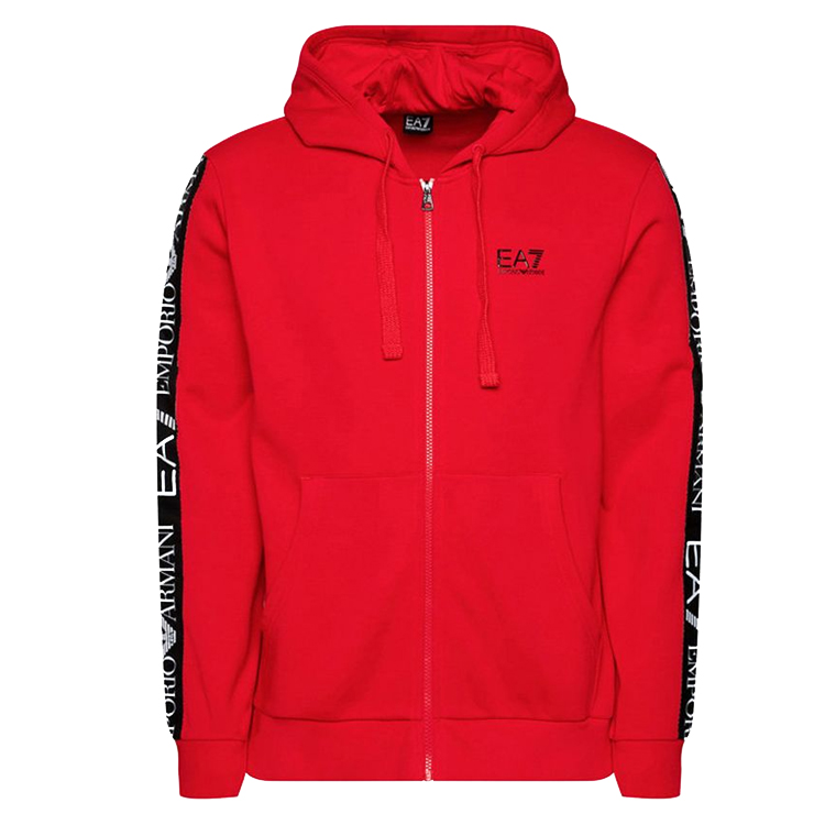 Emporio Armani EA7 Red Logo Patch Zip-Up Hoodie 6HPM12-PJ07Z-1451