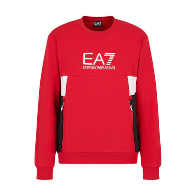Emporio Armani EA7 Red Logo Print Crewneck Sweatshirt SS24 3DPM14-PJLIZ-1461