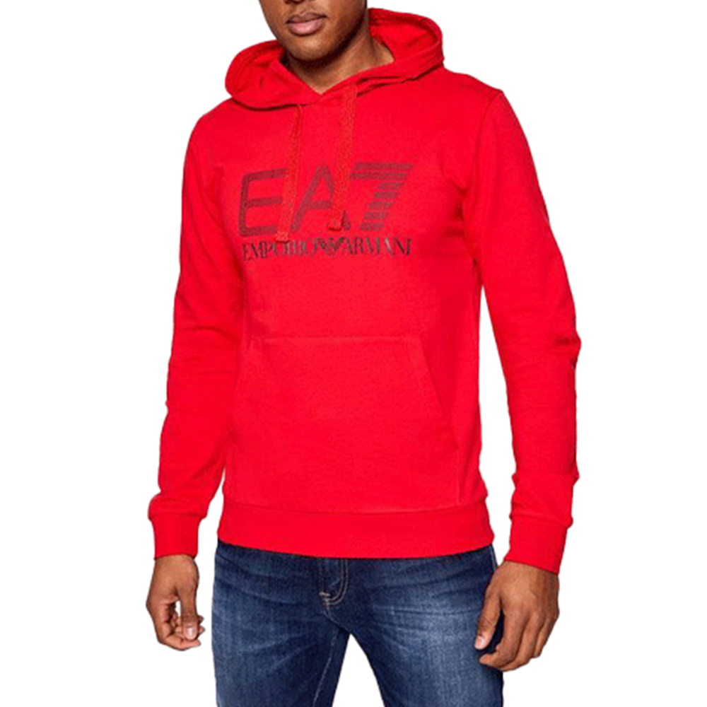 Emporio Armani EA7 Red Logo Print Hoodie 3KPM62-PJ05Z-1451