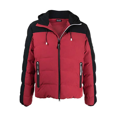 EMPORIO ARMANI EA7 Red Two-Tone Zip-Up Padded Jacket 6KPB11-PN1BZ-1459