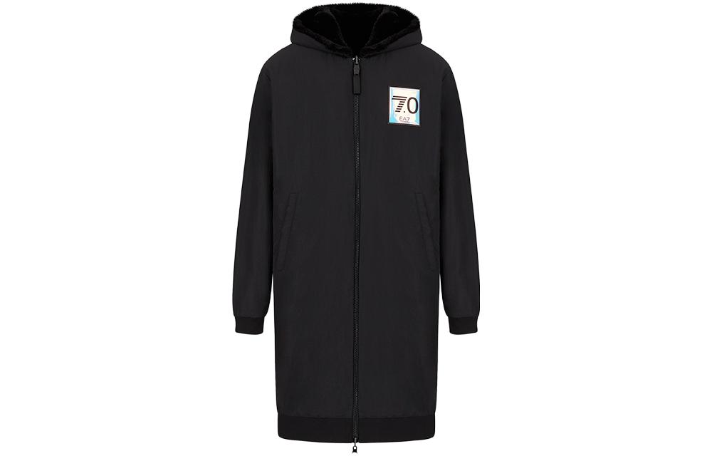 Emporio Armani EA7 Reversible Logo Hooded Mid-Length Jacket Black 6KPK06-PN8QZ-1200