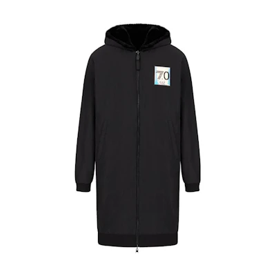 Emporio Armani EA7 Reversible Logo Hooded Mid-Length Jacket Black 6KPK06-PN8QZ-1200