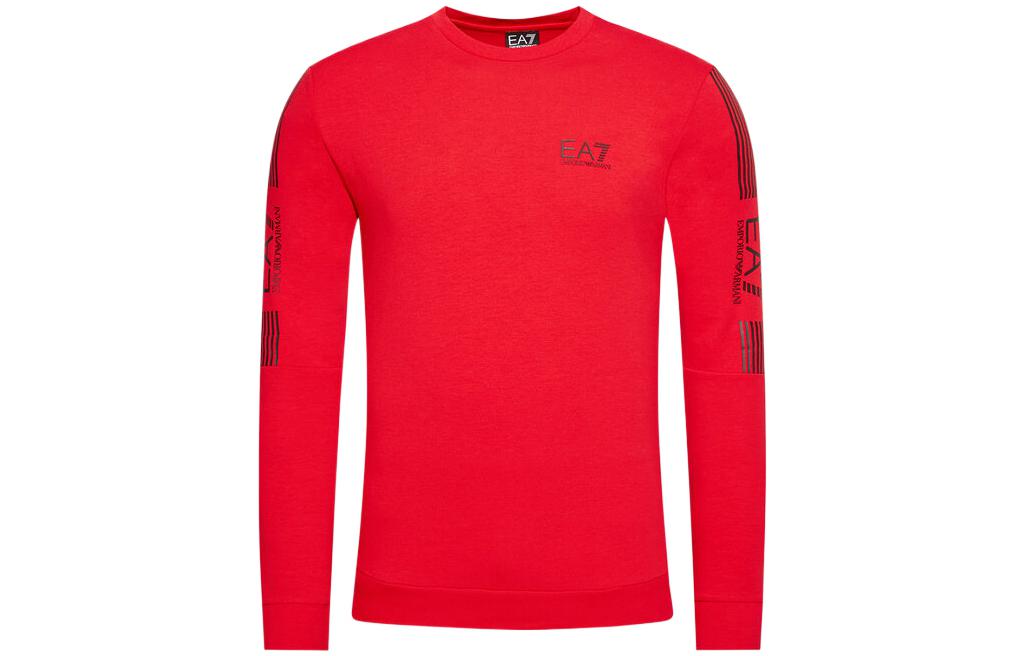 Emporio Armani EA7 S222 Red Logo Print Crewneck Long Sleeve Sweatshirt 6KPM55-PJ9FZ-1451