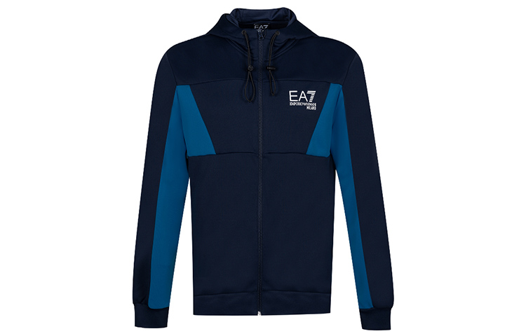 Emporio Armani EA7 Slim-Fit Colorblock Hoodie Blue 3KPM54-PJ16Z-1554