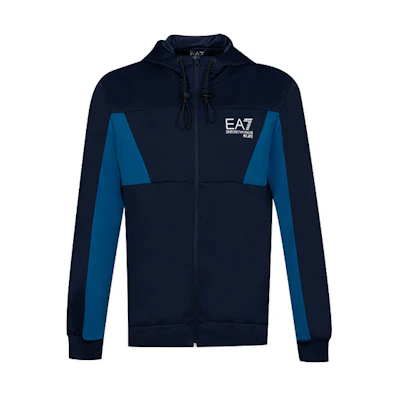 Emporio Armani EA7 Slim-Fit Colorblock Hoodie Blue 3KPM54-PJ16Z-1554