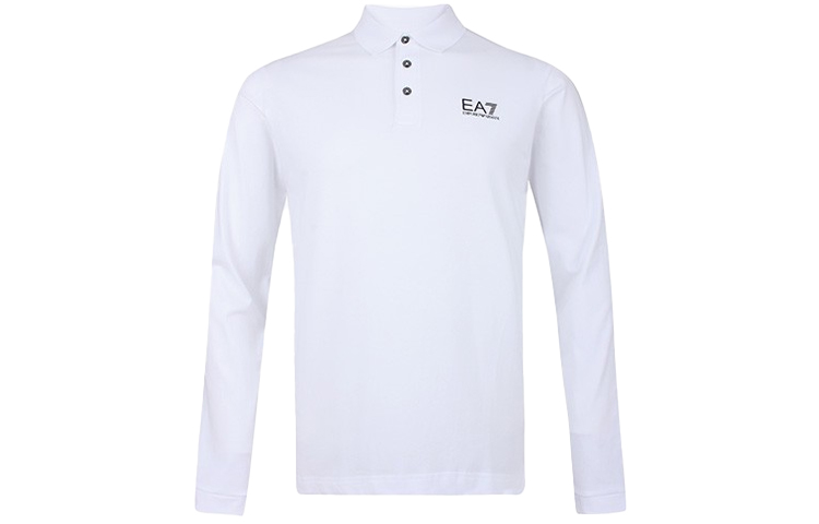 Emporio Armani EA7 Slim-Fit Long Sleeve Polo Shirt White 8NPF05-PJM5Z-1100