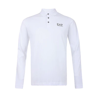 Emporio Armani EA7 Slim-Fit Long Sleeve Polo Shirt White 8NPF05-PJM5Z-1100
