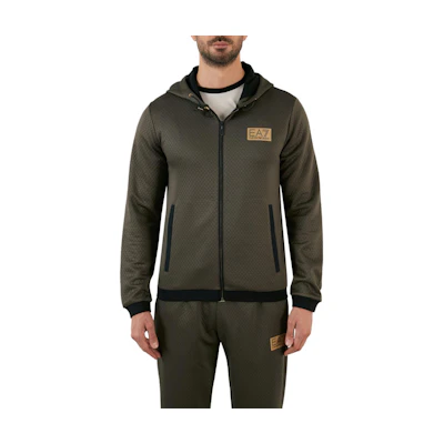 Emporio Armani EA7 Slim-Fit Zip-Up Hoodie Jacket - Khaki Color 6LPM31-PJHXZ-1866