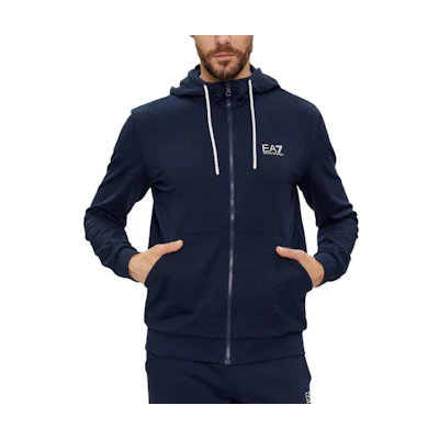 Emporio Armani EA7 Slim Fit Logo Print Hoodie Jacket - Blue 3DPM53-PJ05Z-1554