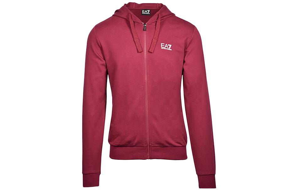 Emporio Armani EA7 Solid Color Zip Hoodie Maroon SS23 8NPM03-PJ05Z-1494