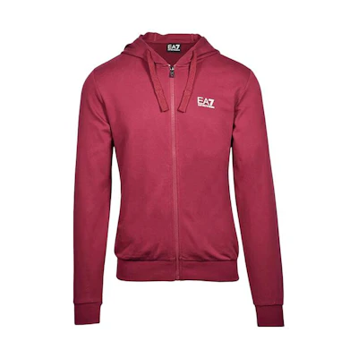 Emporio Armani EA7 Solid Color Zip Hoodie Maroon SS23 8NPM03-PJ05Z-1494