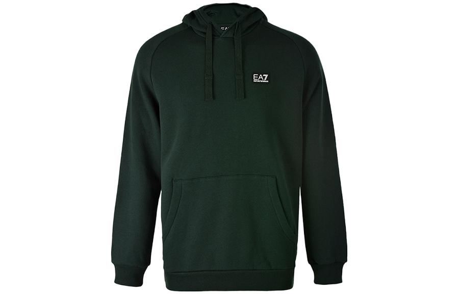Emporio Armani EA7 Solid Green Hoodie with Drawstrings & Long Sleeves 6GPM96-PJ07Z-1860