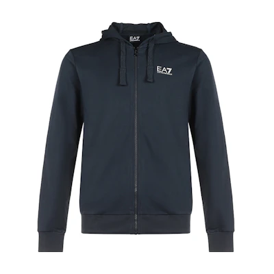 Emporio Armani EA7 Solid Logo Hoodie Zip-Up Jacket - Navy Blue 8NPM03-PJ05Z-0578