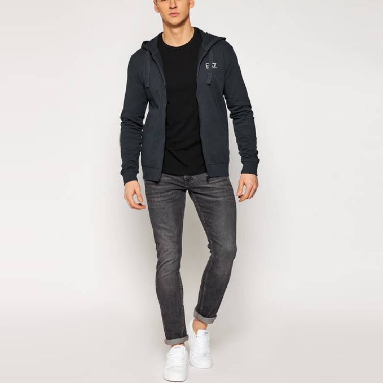 Details for 엠포리오 아르마니 EA7 솔리드 로고 후드 집업 자켓 - 네이비 블루 8NPM03-PJ05Z-0578