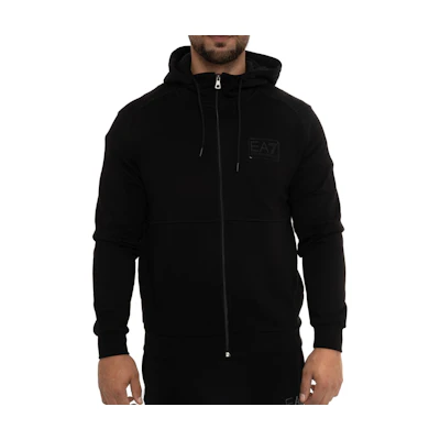 Emporio Armani EA7 Solid Logo Patch Hoodie Jacket Black 6RPM97-PJ07Z-1200