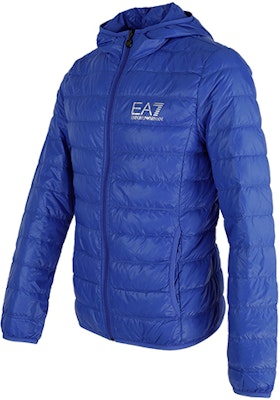 Emporio Armani EA7 Solid Logo Print Hooded Down Jacket Blue Winter Coat 8NPB02-PN29Z-1597 Shop Emporio Armani EA7 Solid Logo Print Hooded Down Jacket Blue Winter Coat 8NPB02-PN29Z-1597