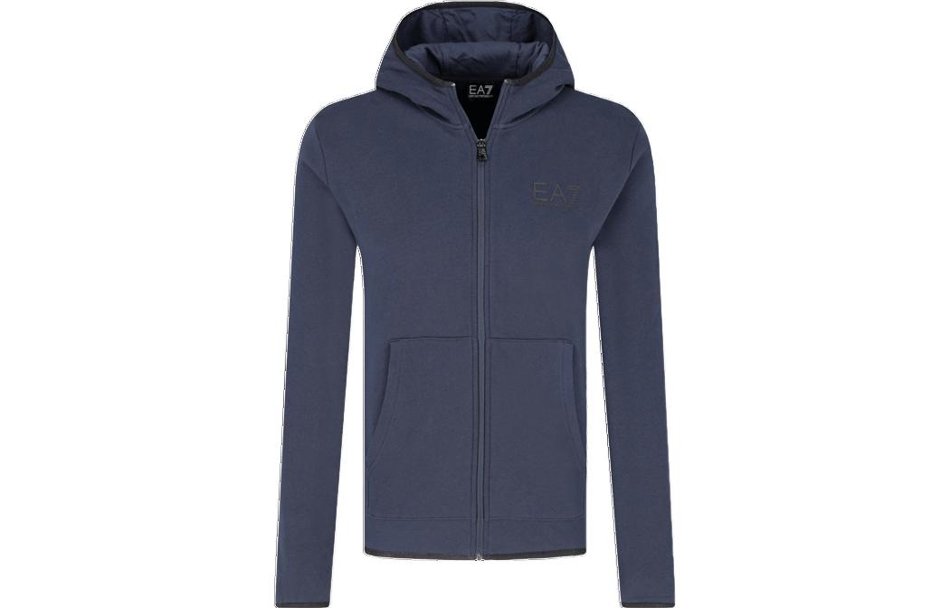 Emporio Armani EA7 Solid Logo Print Zip Hoodie Navy Blue SS22 6GPM32-PJ07Z-1554