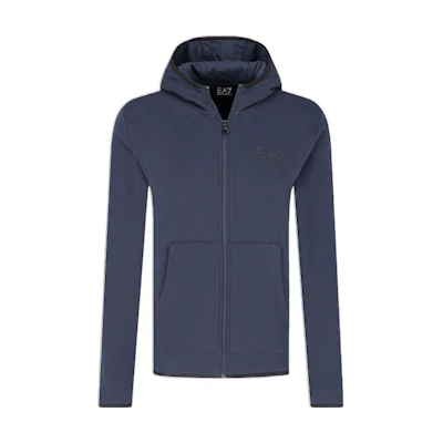 Emporio Armani EA7 Solid Logo Print Zip Hoodie Navy Blue SS22 6GPM32-PJ07Z-1554