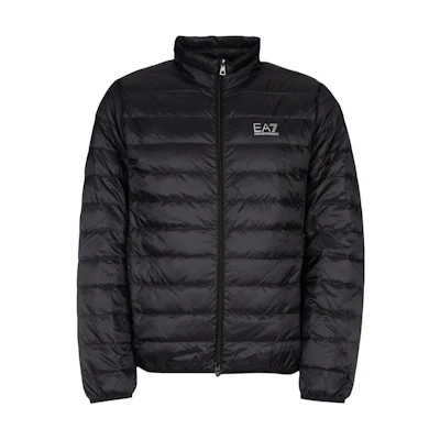 Emporio Armani EA7 Solid Logo Zip-Up Jacket in Charcoal Black 8NPB23-PNGPZ-1200
