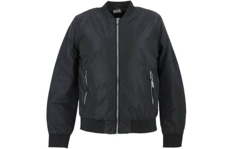 Emporio Armani EA7 Solid Zip-Up Stand Collar Jacket Black 6ZTB12-TN18Z-1200