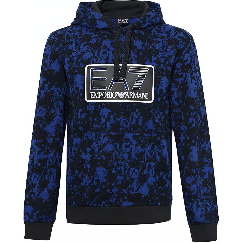 Emporio Armani EA7 SS20 Splatter Print Hoodie Blue 6ZPM13-PJF6Z-2511