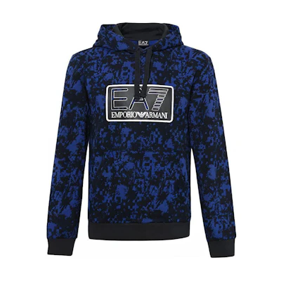 Emporio Armani EA7 SS20 Splatter Print Hoodie Blue 6ZPM13-PJF6Z-2511