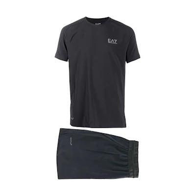 EMPORIO ARMANI EA7 SS21 Black Logo Casual Sportswear Set. 8NPV01-P-N2CZ