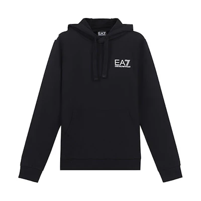 Emporio Armani EA7 SS21 Logo Print Pullover Hoodie Black 3KPM31-PJ8LZ-1200